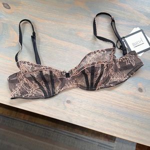 Vintage La Perla Lace Bra Lingerie black, cream colored, fabulous condition!